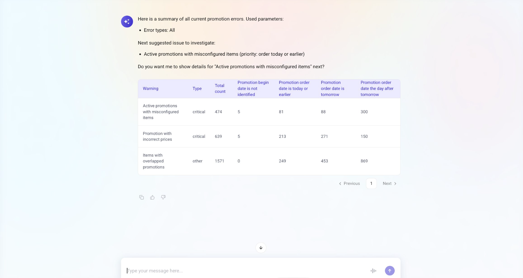 Error detection and prioritization